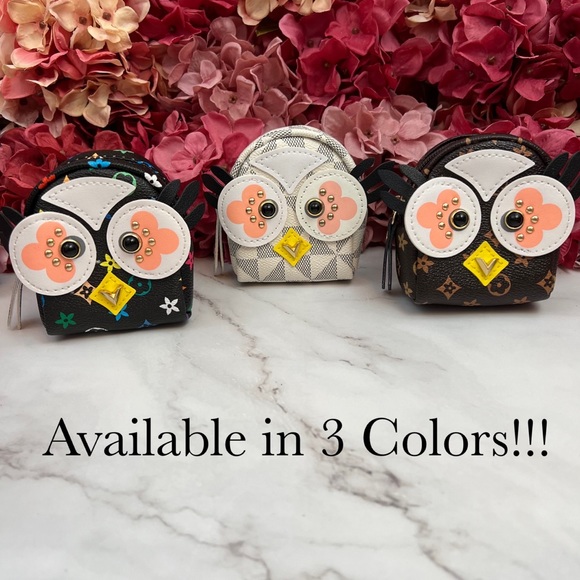 Mini Owl Gray & White Backpack Coin Purse Keychain Charm - Picture 12 of 13
